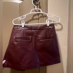 Vici Maroon Leather Skort